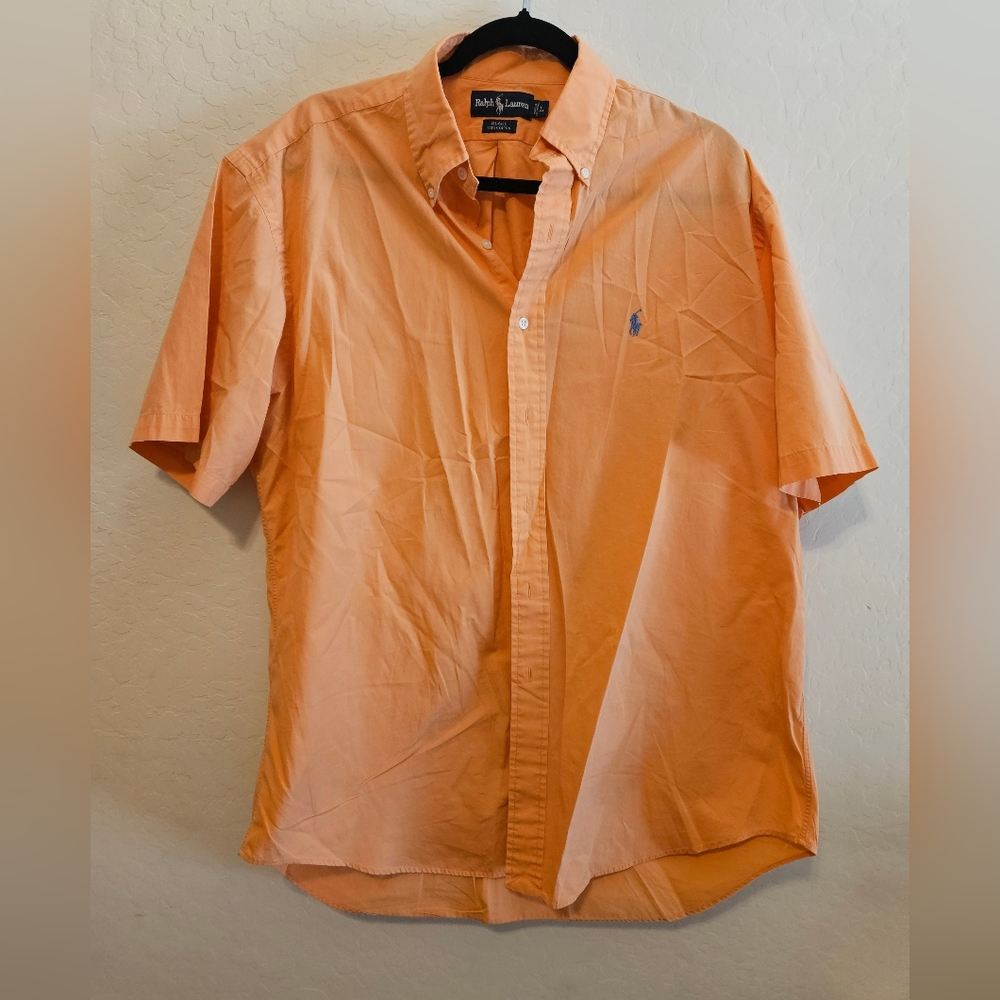 Ralph Lauren Orange Casual Button Down Shirt Size L Price Firm